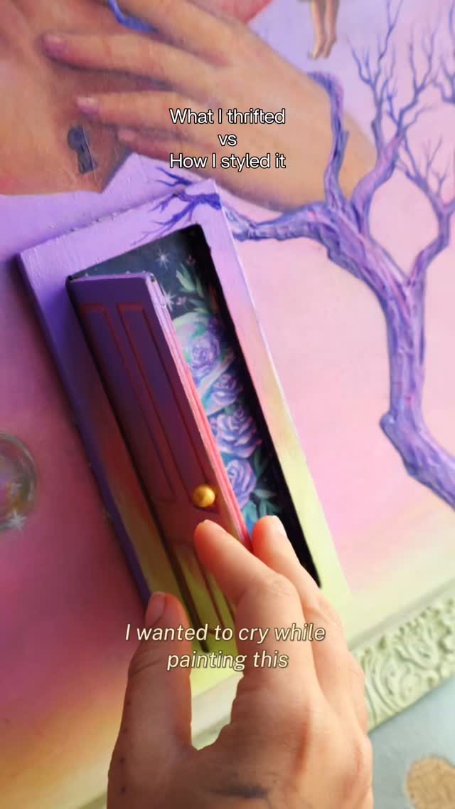 What’s the first thing you FEEL when you see this painting?

TOUCH. It’s Art. 🧚‍♀️

I almost gave up on this.

This is the first painting in the series Touching Dreams, where I break the “do not touch” rule of traditional art while repurposing old frames.

I love seeing people’s reactions when I tell that they are allowed to open the door. It’s like they are children again, discovering an inner world!

This art only comes alive when you let curiosity win. When you dare to open the door, you step beyond the surface, into memory, into shadow, into the parts of yourself still waiting to be discovered.

Life is as ephemeral as soap bubbles: shimmering, delicate, gone in an instant if you don’t catch it. Open the door!

This is one of my paintings you can see at the exhibition Voice of Dreams @market_gallery_cork 🎨